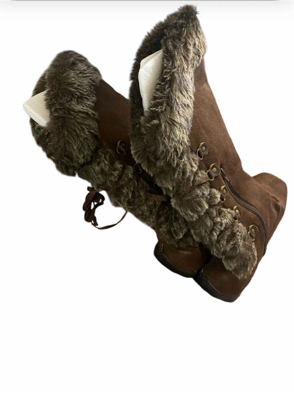 Pierre Dumes Brown faux-suede mid calf winter boots